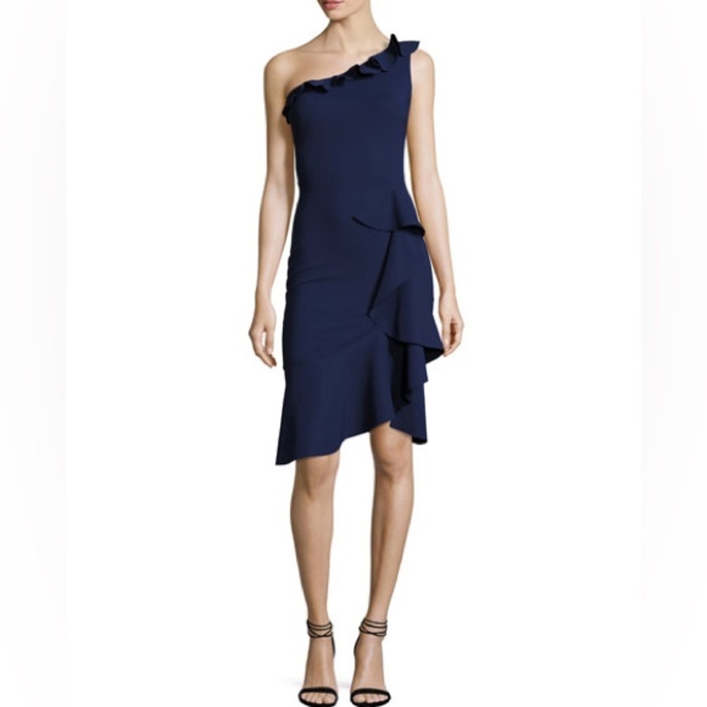 Chiara Boni La Petite Robe Cornelie One Shoulder Ruffle Wrap Dress NWT Size US 4